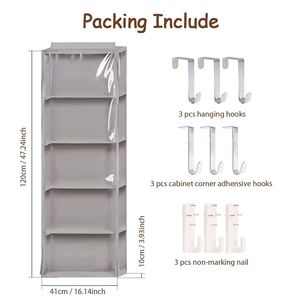Folding Hanging Over the Door Stuffed Animal Organizer With 5 Clear Dust-proof Pocket Organizer for <b>Display</b> Kid's Toys - Product Image 2