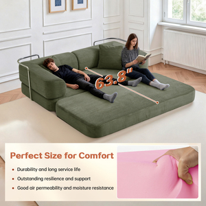 Sofá Cama de Corduroy Moderno con Compresión al Vacío, Éxito de Ventas en TikTok 2026, Envío Gratis <span class=keywords><strong>y</strong></span> Dropshipping desde Almacén Local en EE. UU. - Product Image 2