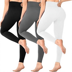 Women High Waist Black Leggings Slim Fit Knitted Spandex Cotton Winter Casual Solid Color Breathable Full Length Pants - Product Image 1