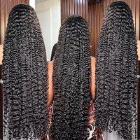 Perruque longue en cheveux humains vierges bouclés de haute qualité, sans colle, avec dentelle transparente, idéale pour les événements de cosplay