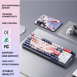 Clavier de jeu mécanique RGB 3 modes 98 touches avec icônes personnalisées Anime, profil Gasket, connecteur Hot-Swap et bouton rotatif - Product Image 1