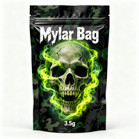 Sacs Mylar refermables à fermeture éclair, anti-odeur, de qualité alimentaire, imprimés sur mesure, à fond plat, 3,5 g