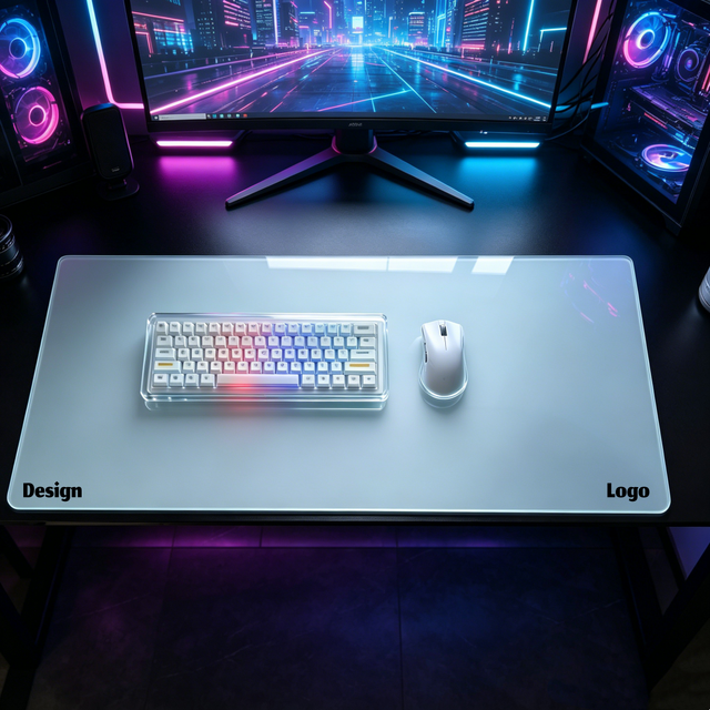 Manufacturer Custom Size Smooth Fast Glide Tempered Glass Anime Esports Gaming Mouse Pad Extended Large Full Desk OEM in Stock