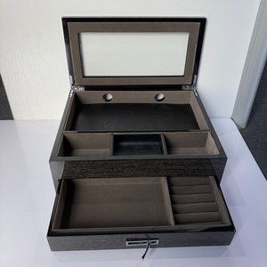 Boîte à montres carrée en bois artisanale DS avec motif imprimé, étui de rangement et de présentation pour montres et bijoux - Product Image 2