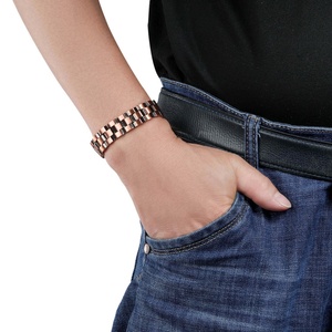 2025 Trendy Double-Row Copper Magnetic Therapy Bracelet Adjustable Size <b>for</b> <b>Men</b> Classic Geometric Arthritis Relief Daily Wear - Product Image 3