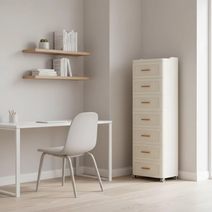 Cómoda de <span class=keywords><strong>Plástico</strong></span> Independiente con 7 Cajones y 4 Ruedas, 39 x 29.5 x 119 cm, Beige - Product Image 6