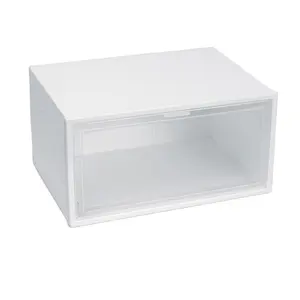 Hot sell plastic clear shoe box drop front sneaker box transparent acrylic shoe storage Stackable Organizer magnetic