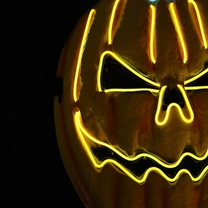 Pafu Halloween néon Led citrouille carnaval fête fournitures fantaisie lueur lumière visage drôle <span class=keywords><strong>masques</strong></span> - Product Image 6