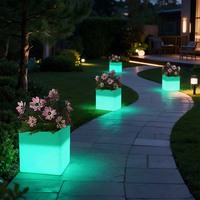 Lampe LED d'extérieur pour pot de fleurs, design contemporain, étanche, à intensité variable, pour terrasse et décoration