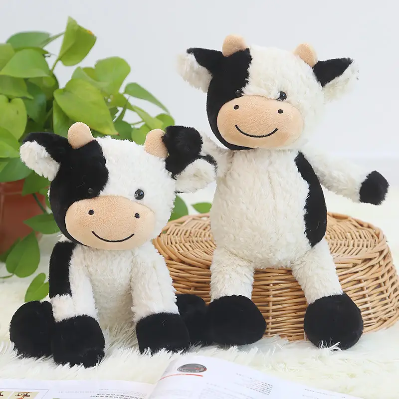 Best Selling Boys Girls Gifts Sleeping Dolls Fluffy Cute Farm Anima Stuffed Plush Cow Toys Kids