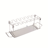 DAPHYLA DP-7259 Soporte para Asar Patas y Alas de Pollo de Acero Inoxidable con 14 Ranuras y Bandeja Recolectora de Grasa, Apto para Parrilla de Carbón y Camping, Lavable en Lavavajillas