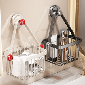 ตะกร้าแขวนติดผนังแบบสุญญากาศ รูปทรงสี่เหลี่ยมผืนผ้า อเนกประสงค์ ทนทาน ชั้นวางของในห้องน้ำสำหรับผ้าขนหนู ติดผนังห้องครัว ความลึก 4-7.9 นิ้ว - Product Image 5