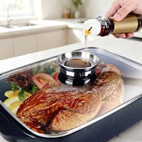 Plat à rôtir ovale 41x7,5 cm en aluminium antiadhésif, compatible induction, gaz et four, pour cuisine domestique, léger, grande taille, cuve basse