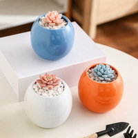 Macaron pot bunga keramik mengkilap, pot Mini Dekorasi Taman dan Rumah warna kreatif dengan tanaman Hijau sukulen