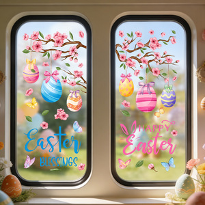 Adhesivos Decorativos para Ventanas con Diseño de Conejito de Pascua, Calcomanías Estáticas de PVC para Decoración de Interiores en Pascua y Fiestas de Cumpleaños - Product Image 1