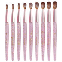 Ensemble de pinceaux à ongles Kolinsky anti-chute, 9 tailles, manche rose pailleté, poils lisses, pour motifs fins et sculpture d'ongles