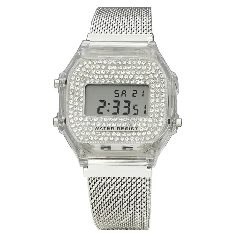 Fashion Outdoor Silver Square Starlight Gold Watch Women Wrist Luxury Factory Digital Watches Diamond Watches