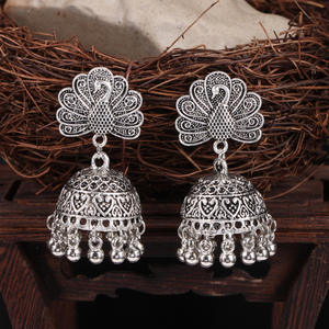 Boucles d'oreilles pendantes paon vintage bohème, plaqué or antique, bijoux de fête pour femme, en alliage, tendance - Product Image 2