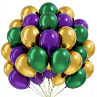 40 Globos de Mardi Gras de 10 Pulgadas, Color Verde Brillante, Morado Metálico y Dorado, para Decoraciones de Fiestas de Mardi Gras, Martes Grueso y Cumpleaños