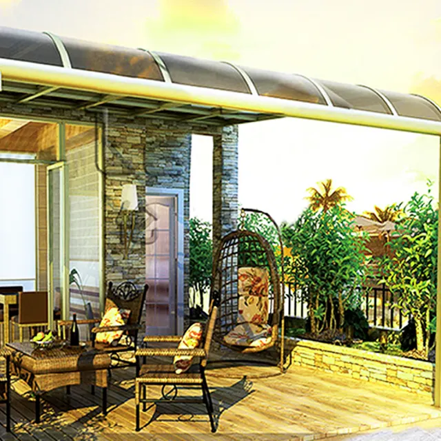 Anti hujan Atrium terpasang tahan air Pergola bermotor kanopi teras Gazebo balkon tenda DIY aluminium Aloi disesuaikan