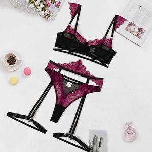 Set di 2 Pezzi Reggicalze, Costumi Erotici con Piume, Lingerie Sensuale, Set di Lingerie Sexy Trasparente in Pizzo, Esotico - Product Image 5