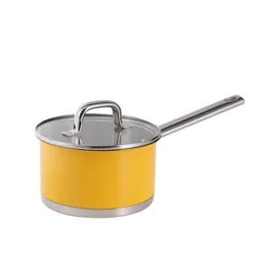 Panela de cozinha de aço inoxidável para cozinhar molho de leite amarelo Caçarola