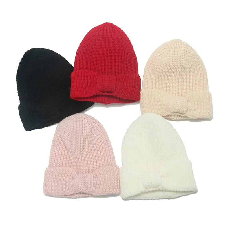 2023 kış çocuk örgü ilmek düz renk şapka yönlü moda sonbahar basit tarzı örgü şapka