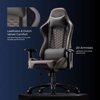 Chaise de jeu robuste en similicuir et velours, ergonomique, avec accoudoirs et appui-tête 2D, et inclinaison à 90° (OEM/ODM) ° -155 °   Inclinaison arrière