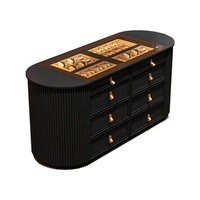 Kustom lemari pakaian dada laci meja kaca dan alur sisi Panel kayu padat laci dengan lampu LED pulau kabinet