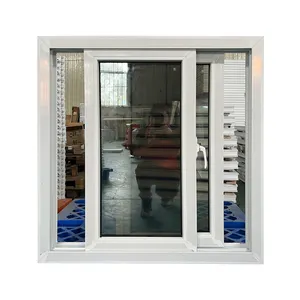 การออกแบบที่ทันสมัยภายในบ้าน UPVC PVC กระจกบานเลื่อนหน้าต่างพร้อมกระจกป้องกันพายุเฮอริเคน
