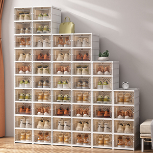 Scarpiera Organizzatore Senza Montaggio Tutto-in-uno Pieghevole e Impilabile Scatola Portascarpe in <span class=keywords><strong>Plastica</strong></span> Trasparente Contenitore per Stivali e Sneaker - Product Image 2
