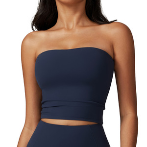 Camiseta de tubo personalizada para mujer, sujetador sin tirantes, Tops recortados, chaleco deportivo sin espalda para mujer, sin mangas, <span class=keywords><strong>Bandeau</strong></span>, Tops acolchados sólidos - Product Image 5