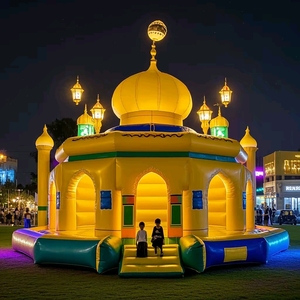 Casa gonfiabile gonfiabile portatile gonfiabile della città del parco gigante con la luna di Ramadan e le stelle - Product Image 3