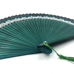 Abanico Plegable de Bambú y Seda de Lujo, de Alta Calidad, con Varillas de Bambú, Portátil, con Impresión de Logotipo, para Bodas - Product Image 3