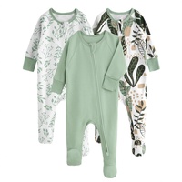 Combinaison en coton unisexe pour nouveau-né avec fermeture éclair bidirectionnelle, imprimé animal, ensemble de vêtements pour bébé écologiques, OEM, combinaison pour bébé personnalisée