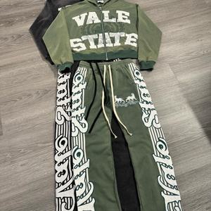 ชุดเซ็ตเสื้อฮู้ดดี้ปักลายแบบดิสเทรส พร้อมกางเกงสเวตแพนท์ ลวดลายฟอกสีแบบแอซิดวอช  คุณภาพสูง  พร้อมโลโก้ปักแบบกำหนดเอง - Product Image 2