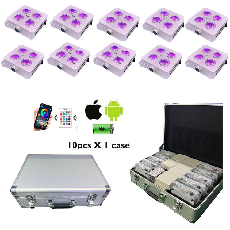 10 pièces X 1 étui Rechargeable IR4 4*18W Led Par batterie sans fil lumière Disco Club fête scène Uplight