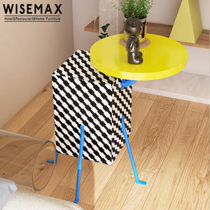 WISEMAX FURNITURE Modern Living Room Furniture <strong>Yellow</strong> Cheap Wood Tea <strong>Table</strong> Plywood <strong>Table</strong> Top Metal Base <strong>Coffee</strong> <strong>Table</strong> - Product Image 5