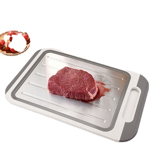 Planche à découper de cuisine carrée en acier inoxydable écologique, double face, avec fonction de décongélation, couleur et logo personnalisables pour la viande - Product Image 3