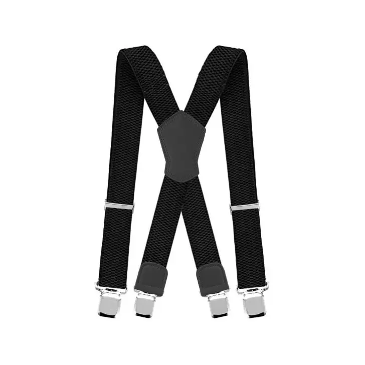 Fashion Design Personalizzato Logo 4 Clip Nero Pulsante Elastico Brace Bretelle Cinghia Della Camicia per gli uomini