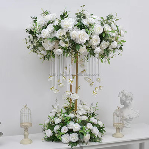 Wholesale Wedding Decor Flower Ball With Stand White Red Wedding Centerpieces on Table Flower Runner With Flower Garland - Product Image 3