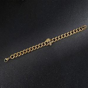 Pulsera de Acero Inoxidable con Diseño de Calavera Fantasma para Hombre, Estilo Cubano Miami, para Fiestas y Aniversarios, con Diamantes y Perlas - Product Image 4