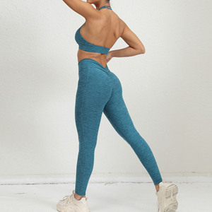 Nouveau soutien-gorge de sport licou réglable et Legging dos en V Yoga ensembles de gymnastique Sexy Fitness vêtements femmes impression ensembles de Yoga - Product Image 5