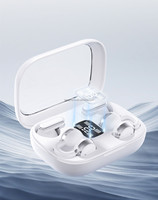 Earbud TWS Jepit Telinga dengan Layar LED Digital, Suara Stereo, Kontrol Sentuh, Nirkabel, Olahraga, Hands-free, Earphone TWS, Hadiah Liburan