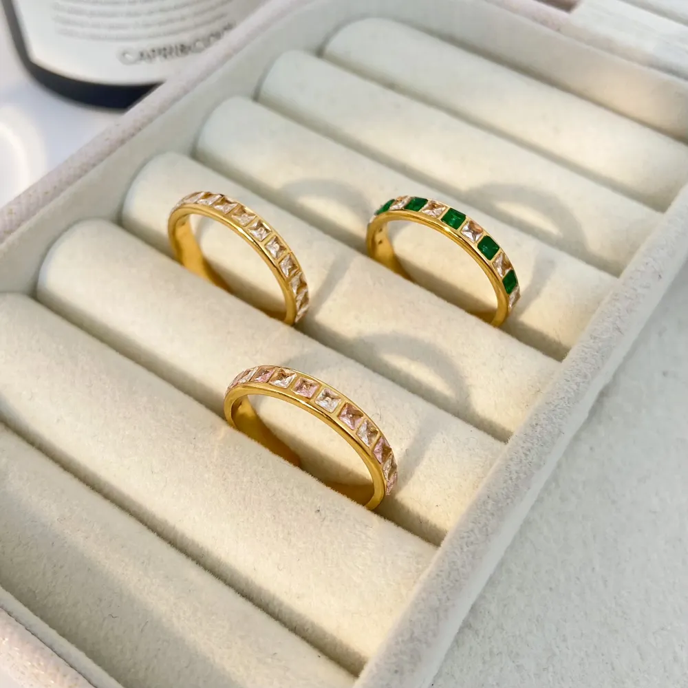 Винтажное и Модное Новое Стильное квадратное кольцо с бриллиантом joyas de acero, позолоченное Открытое кольцо из нержавеющей стали