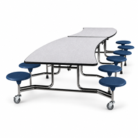 Table à manger portable moderne pour 12 personnes, pour hôpitaux, écoles, cafétérias, pieds chromés, plateau en MDF de 18 mm, garantie de 15 ans