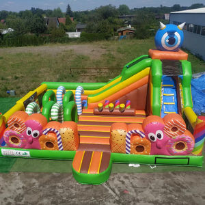 Nouveauté gonflable vert violet PVC matériel <span class=keywords><strong>château</strong></span> de rebond humide/sec Combo parcours d'obstacles pour la location de jardin utiliser l'eau - Product Image 1