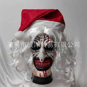 Máscara de Payaso con Temática Navideña y Gorro de Santa, Accesorio para Cosplay de Terror, Material de Emulsión, Estilo Divertido - Product Image 2
