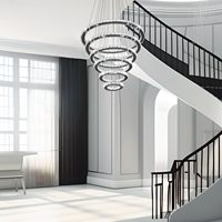 TSINYE Plafond en cristal doré Design moderne et design de luxe pour escaliers villas halls ou salons lustre d'escalier