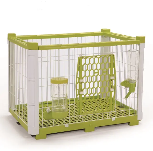 611-MO Plastic And Stainless Steel Design Open Top Dog Cage Metal Kennels Outdoor With Drinker And Feeder